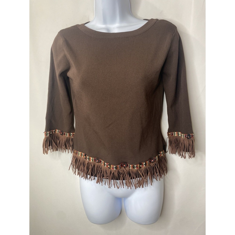 Joseph A. Womens Fringe Shirt Size Medium Southwestern Hippie‎ Bohemian Western